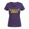 GetHorny_Vikings_Ladies_Vneck_purple Women's Purple V-Neck Tee.