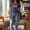 GetHorny_Vikings_Ladies_Vneck_purple_model Women's Purple V-Neck Tee.