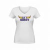 Women's White V-Neck Tee.