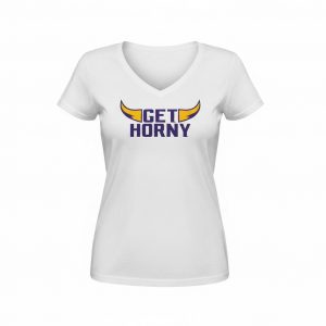 Women's White V-Neck Tee.