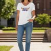 Women's White V-Neck Tee.