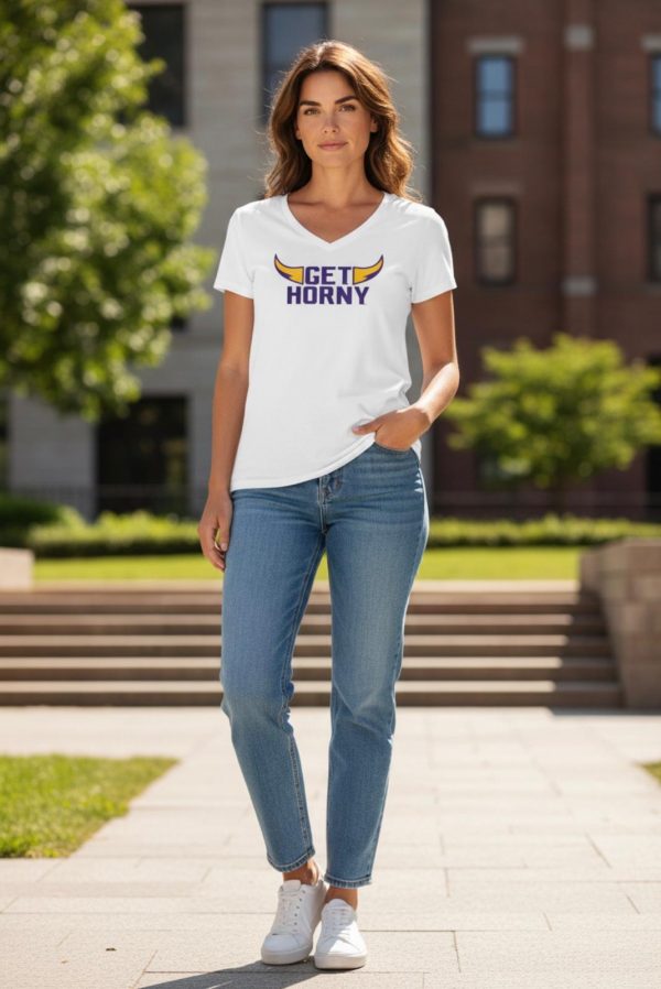 Women's White V-Neck Tee.