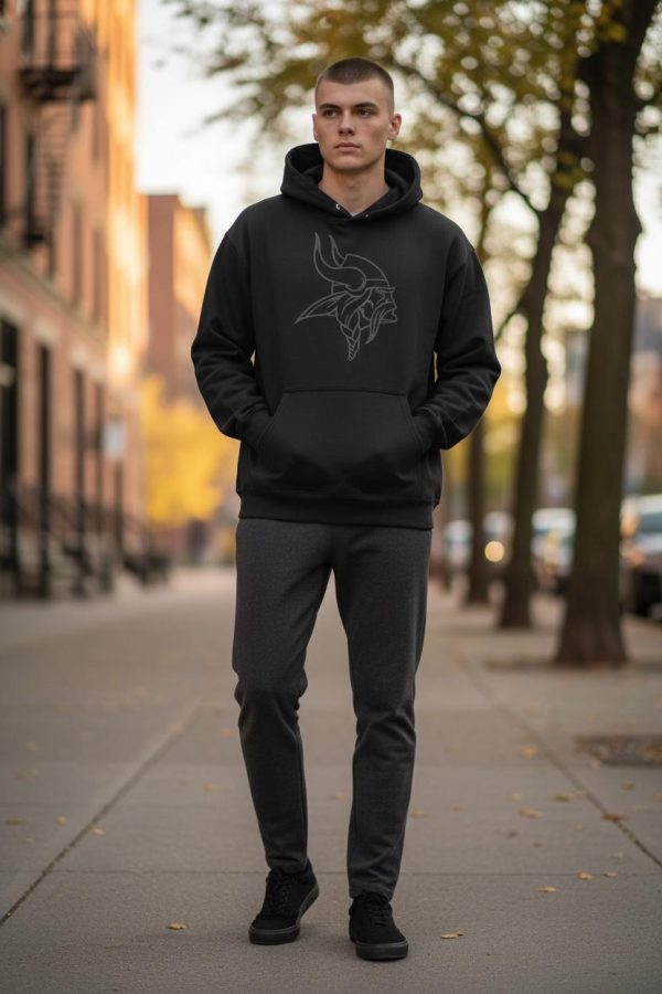 Black Hooded Viking Head Sweatshirt